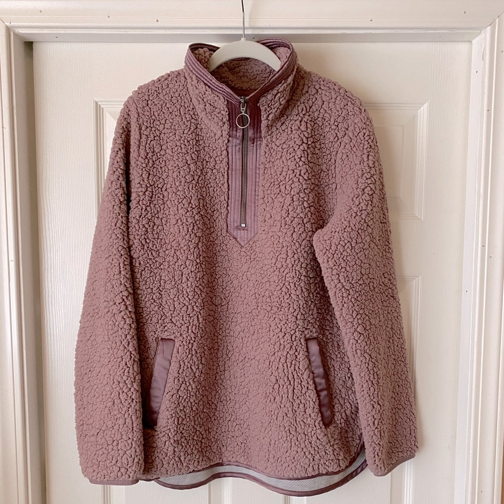 Abercrombie & Fitch Mauve Sherpa fleece pull over